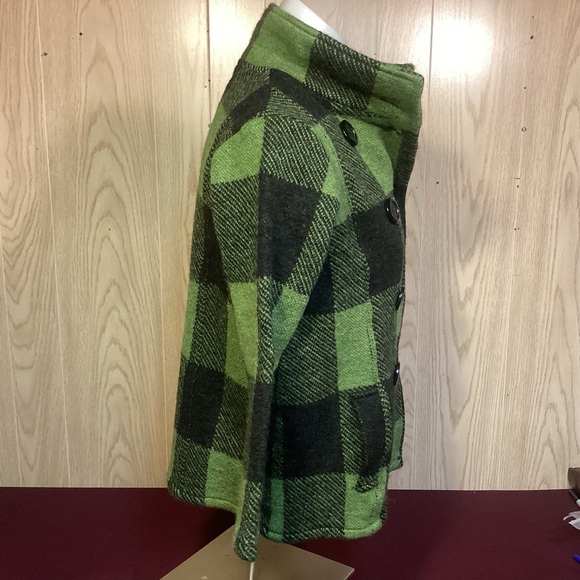 Green & Black Plaid cropped wool jacket womens size medium Keren Hart - Picture 3 of 8
